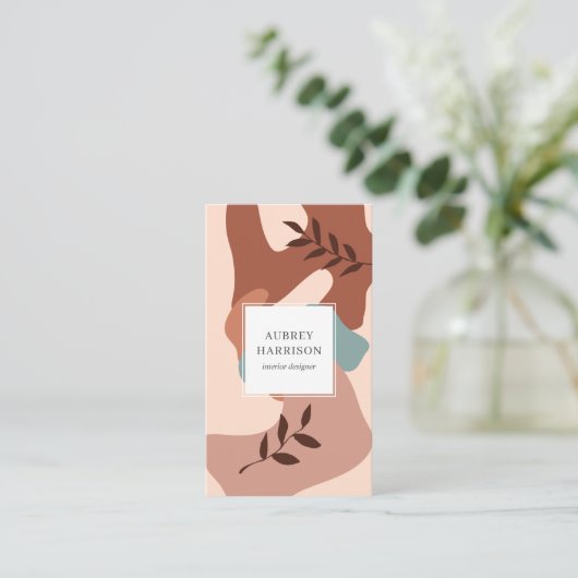 Moderne Abstracte botanische Visitekaartje (Staand voorkant)