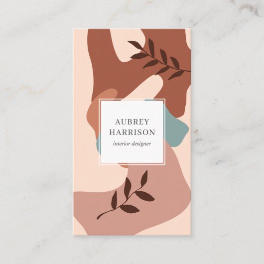 Moderne Abstracte botanische Visitekaartje (Voorkant)