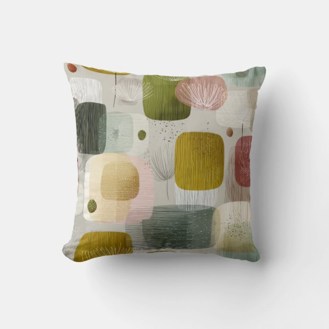 Moderne Abstracte Botanische Worpkussen – Aards Pa Kussen (Voorkant)