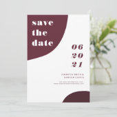 Moderne Abstracte Bourgogne bruiloft bespaart datu Save The Date (Staand voorkant)