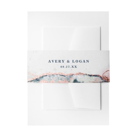 Moderne Abstracte Bourgogne & marineblauwe bruilof Uitnodigingen Wikkel (Voorkant Voorbeeld)