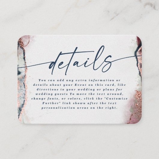 Moderne Abstracte Bourgogne & Navy bruiloft Detail Informatiekaartje (Voorkant)