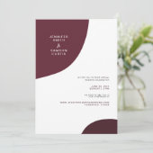 Moderne Abstracte Bourgogne virtuele bruiloft Kaart (Staand voorkant)