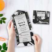 Moderne Abstracte bruiloft in zwart-wit All In One Uitnodiging