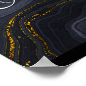 Moderne Abstracte bruiloft in zwart-wit en goudgri Poster (Hoek)