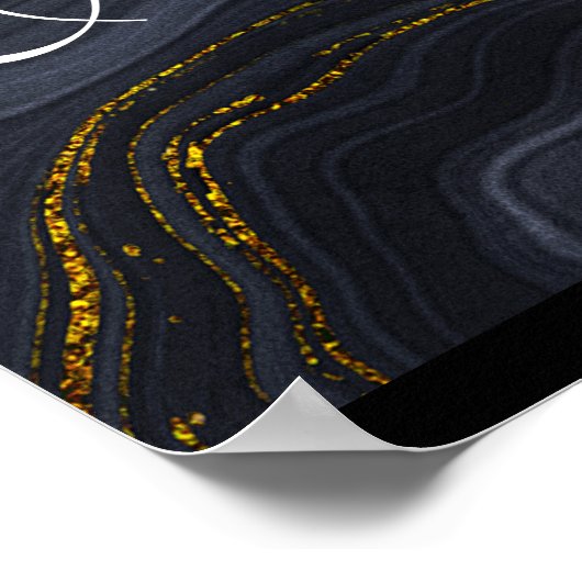 Moderne Abstracte bruiloft in zwart-wit en goudgri Poster (Hoek)