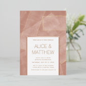 moderne abstracte bruiloft met zwart goud folie uitnodiging (Staand Voorkant)