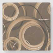 Moderne Abstracte Bruine Draaikolk Stenen Onderzetter (Voorkant)