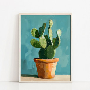 Moderne Abstracte Cactus Schilderij, Cactus Stille Poster