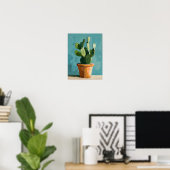 Moderne Abstracte Cactus Schilderij, Cactus Stille Poster (Thuiskantoor)