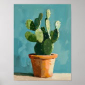 Moderne Abstracte Cactus Schilderij, Cactus Stille Poster (Voorkant)