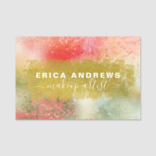 Moderne Abstracte Calligrafie Script Makeup Artist Naamplaatje (Voorkant)