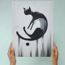 Moderne Abstracte Cat Faux Ingepakt Canvas Print