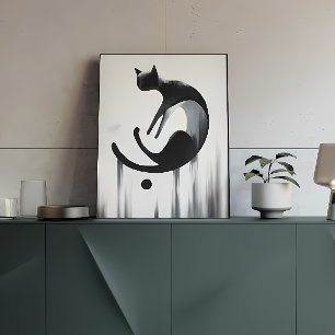 Moderne Abstracte Cat Stretched Canvas Muurkunst Afdruk