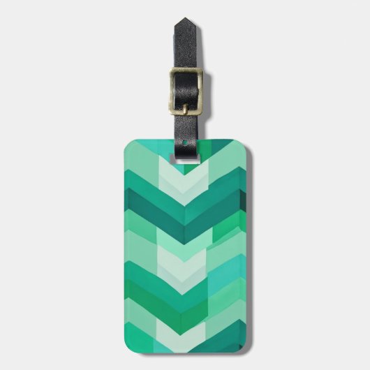Moderne Abstracte Chevron in het groen Bagagelabel (Voorkant verticaal)