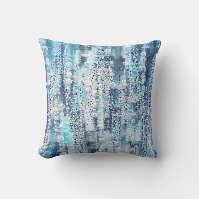 Moderne abstracte chic blauwe tinten   kussen (Voorkant)
