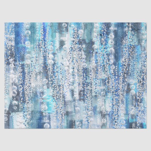 Moderne abstracte chic blauwe tinten tissuepapier (Voorkant)