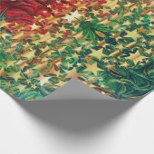 Moderne Abstracte CHRISTMAS STARS Green Red Cadeaupapier (Hoek)