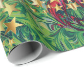 Moderne Abstracte CHRISTMAS STARS Green Red Cadeaupapier (Rol Hoek)