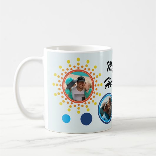 Moderne Abstracte Cirkel Fotocollage Vaderdag Koffiemok (Links)
