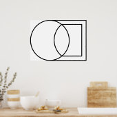 Moderne Abstracte Cirkel Vierkant Kunst Poster (Keuken)