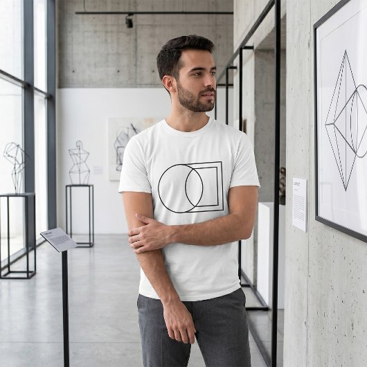 Moderne Abstracte Cirkel Vierkant Kunst T-shirt