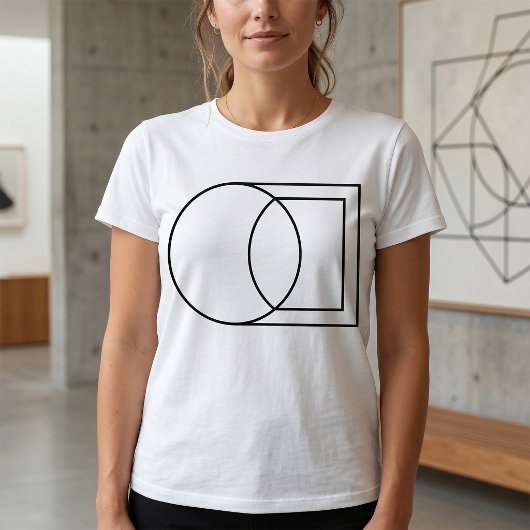 Moderne Abstracte Cirkel Vierkant Kunst T-shirt