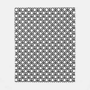 Moderne abstracte cirkels en lijnen op zwart en wi fleece deken