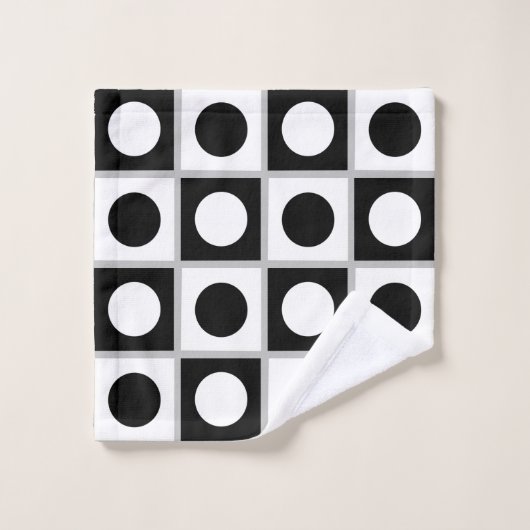Moderne Abstracte cirkels en vierkanten in zwart-w Bad Handdoek (Wasdoekje)