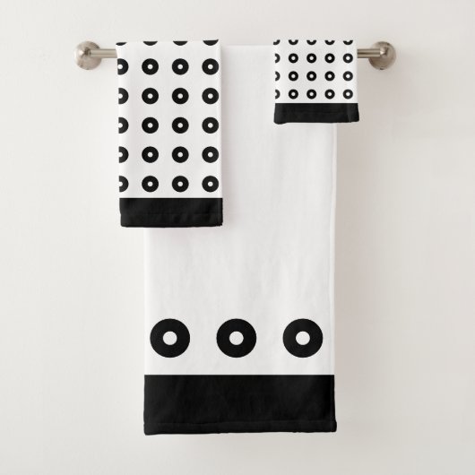 Moderne abstracte cirkels in zwart en wit bad handdoek (Insitu)