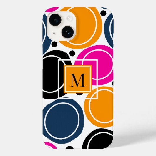 Moderne Abstracte Cirkels Monogram Roze Blauwgroen Case-Mate iPhone Case (Achterkant)