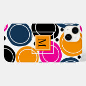 Moderne Abstracte Cirkels Monogram Roze Blauwgroen Case-Mate iPhone Case (Achterkant (horizontaal))