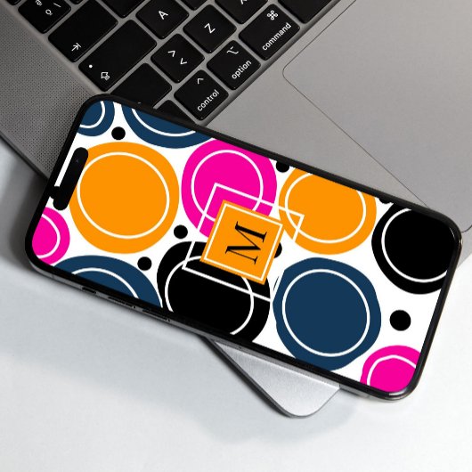 Moderne Abstracte Cirkels Monogram Roze Blauwgroen Case-Mate iPhone Case