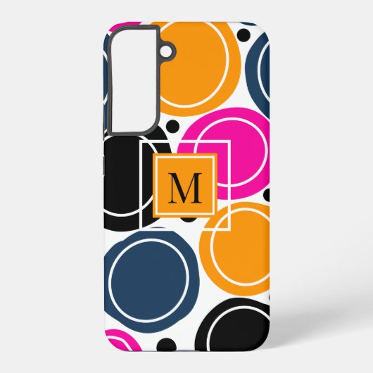 Moderne Abstracte Cirkels Monogram Roze Blauwgroen Samsung Galaxy Hoesje (Achterkant)