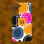 Moderne Abstracte Cirkels Monogram Roze Blauwgroen Samsung Galaxy Hoesje