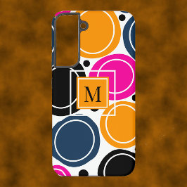 Moderne Abstracte Cirkels Monogram Roze Blauwgroen Samsung Galaxy Hoesje