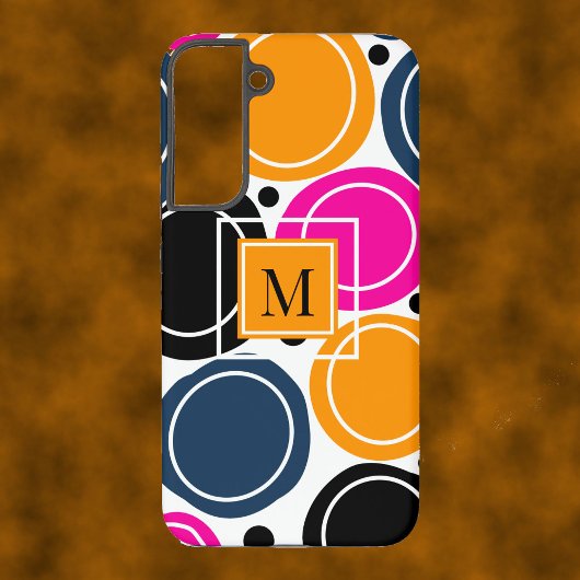 Moderne Abstracte Cirkels Monogram Roze Blauwgroen Samsung Galaxy Hoesje
