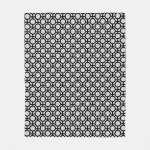 Moderne abstracte cirkels op zwart en lichtgrijs fleece deken