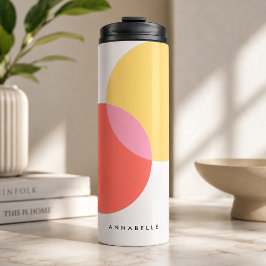 Moderne Abstracte Cirkels Rood Geel Roze Minimalis Thermosbeker