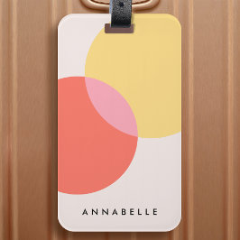 Moderne Abstracte cirkels roodgeel roze minimalist Bagagelabel