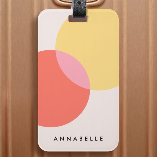 Moderne Abstracte cirkels roodgeel roze minimalist Bagagelabel