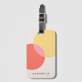Moderne Abstracte cirkels roodgeel roze minimalist Bagagelabel (Voorkant (verticaal))
