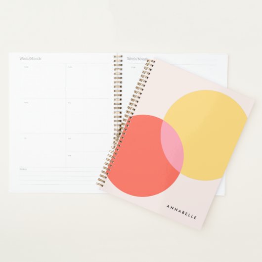Moderne Abstracte cirkels roodgeel roze minimalist Planner (Display)