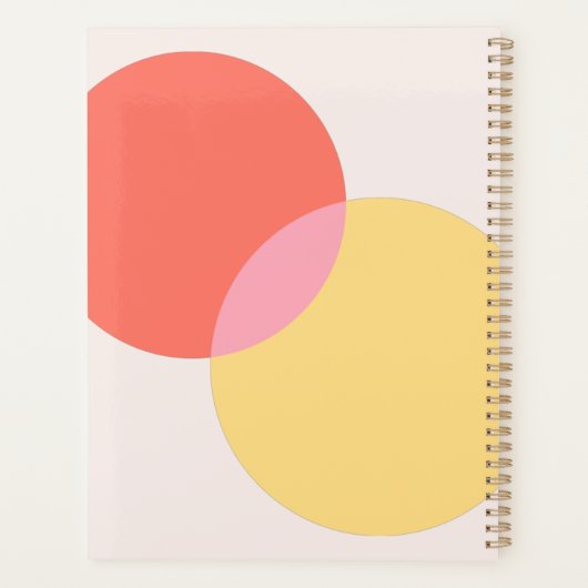 Moderne Abstracte cirkels roodgeel roze minimalist Planner (Achterkant)