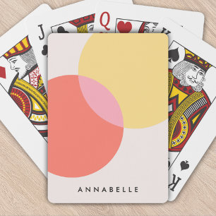 Moderne Abstracte cirkels roodgeel roze minimalist Pokerkaarten