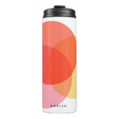 Moderne Abstracte cirkels roodgeel roze minimalist Thermosbeker (Voorkant)