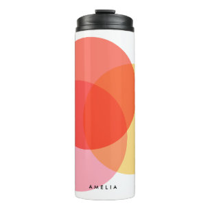 Moderne Abstracte cirkels roodgeel roze minimalist Thermosbeker