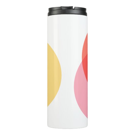 Moderne Abstracte cirkels roodgeel roze minimalist Thermosbeker (Achterkant)