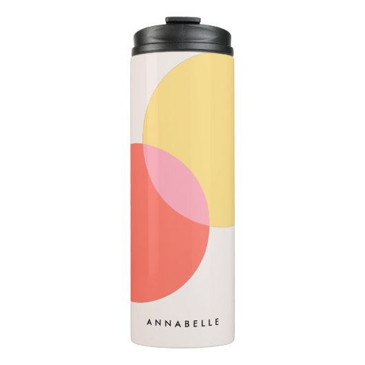 Moderne Abstracte cirkels roodgeel roze minimalist Thermosbeker (Voorkant)