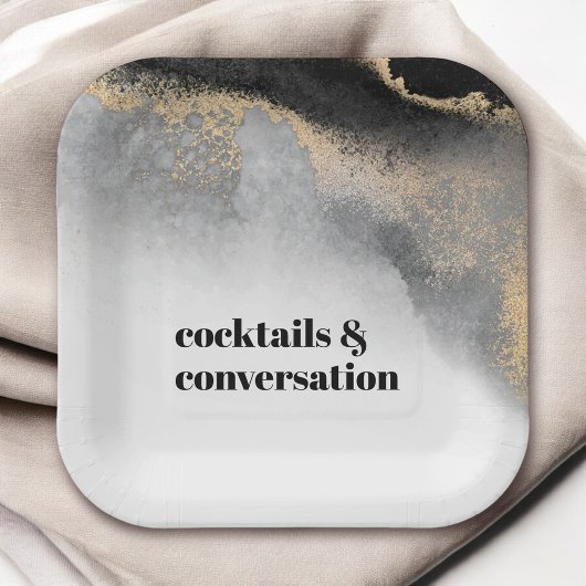 Moderne Abstracte cocktails en gesprekspartner Papieren Bordje